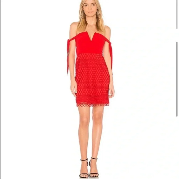 Revolve Stylestalker red crochet lace mini dress - Picture 1 of 11